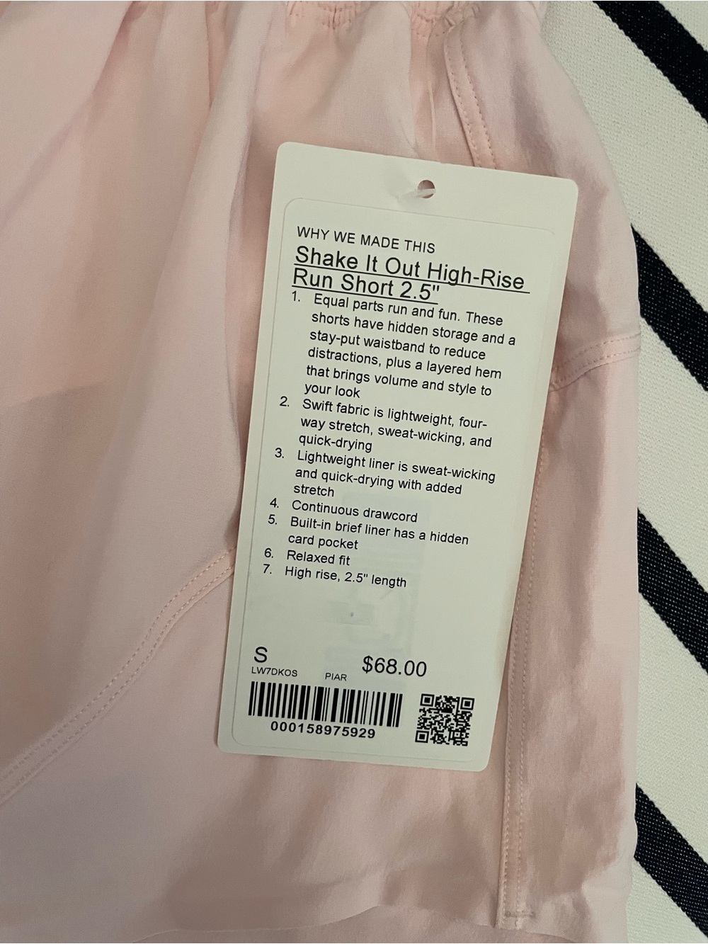 Lululemon NWT Shake It Out High Rise Run 2.5 Athletic Shorts light pink Size S - Picture 7 of 10